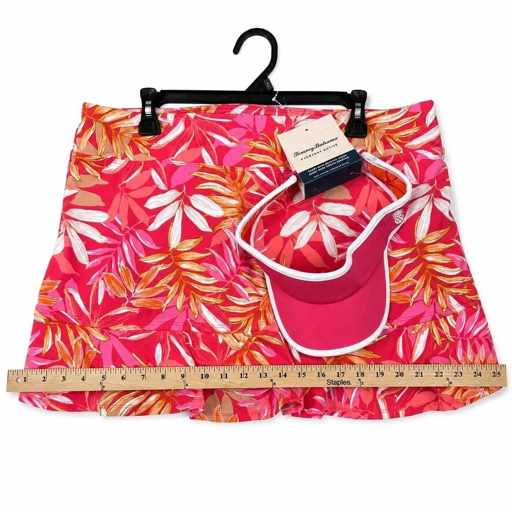 NWT Tommy Bahama Everyday Active Skort & Visor Set Pink Tropical Floral Golf